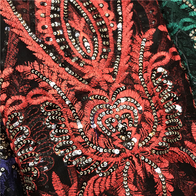 Sequin Evening Women's Polyester Embroidered Fabric for Women's Wear W 6